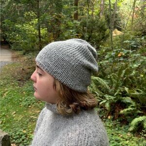 Cozy Gray Hand Knit Alpaca Beanie